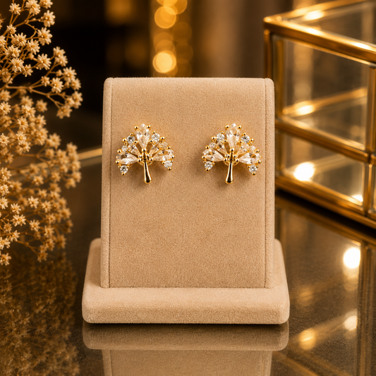 Luxury Gold Crystal Stud Earrings for Women