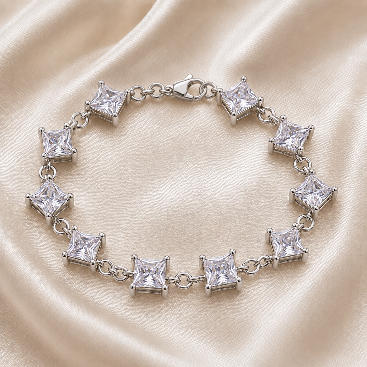 Silver Plated Square Stone Bracelet for Women – 4 Colors
