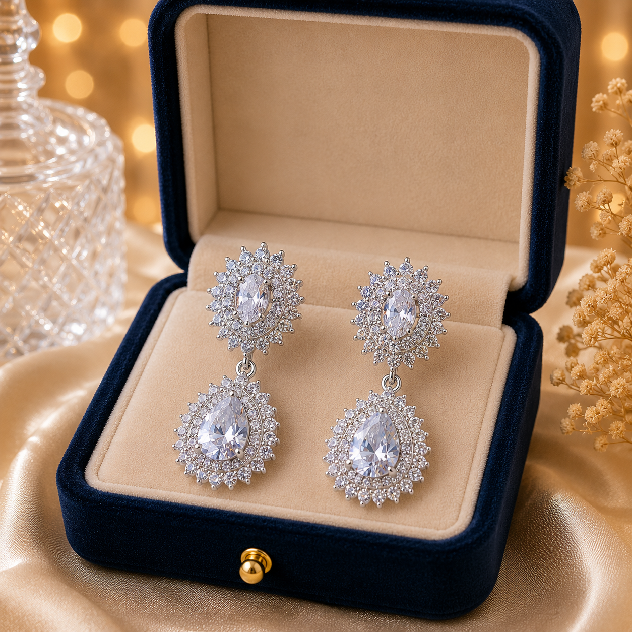 Silver Plated Crystal Earrings for Women