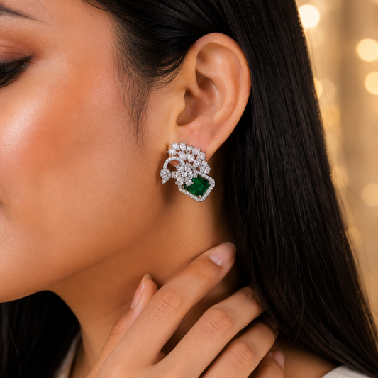 Luxury One Carat Crystal Stud Earrings for Women