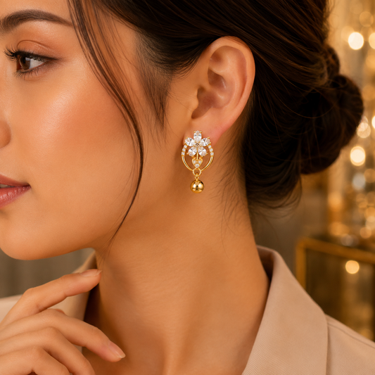 Luxury Gold Crystal Stud Earrings for Women