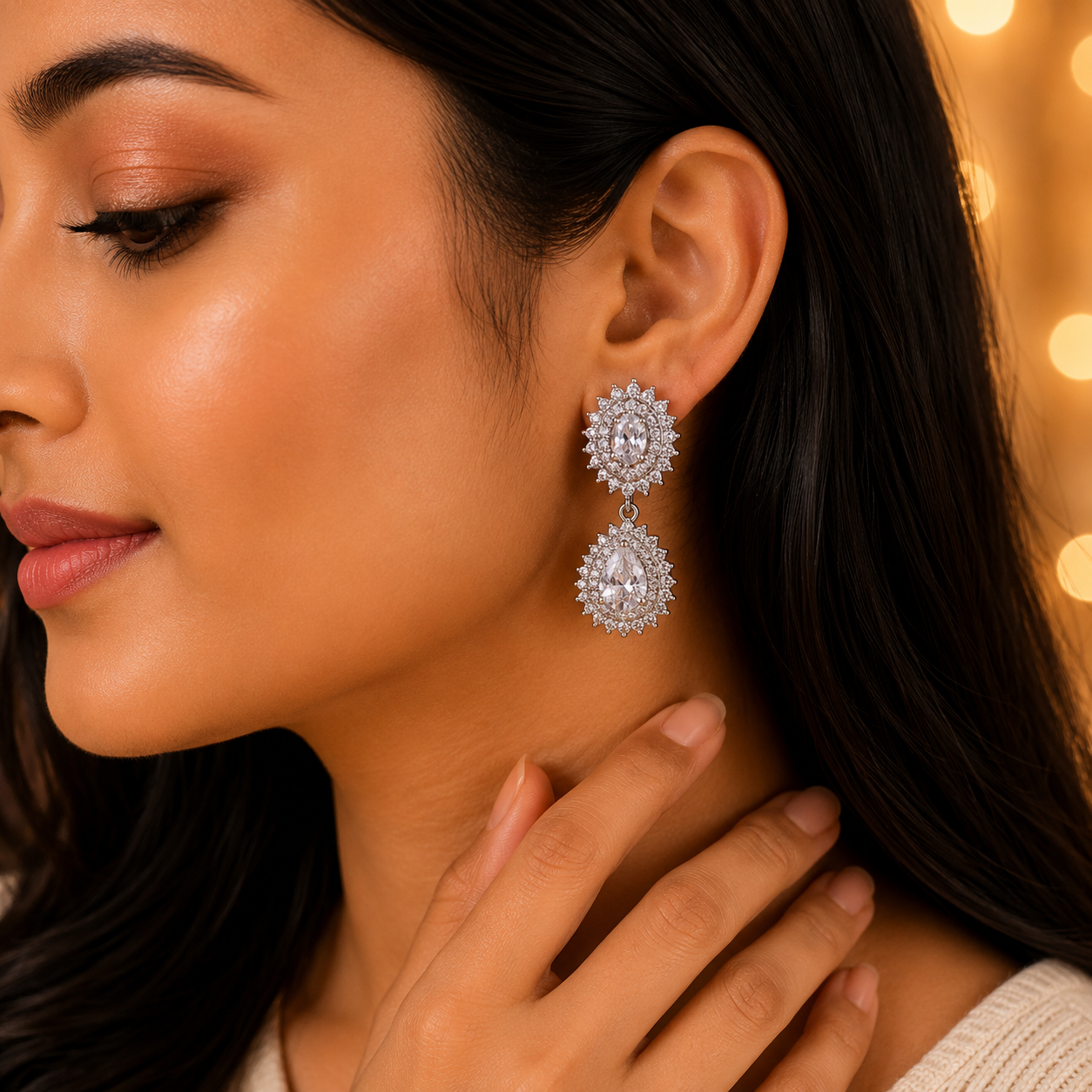 Silver Plated Crystal Earrings for Women