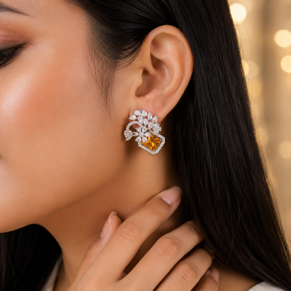 Luxury One Carat Crystal Stud Earrings for Women