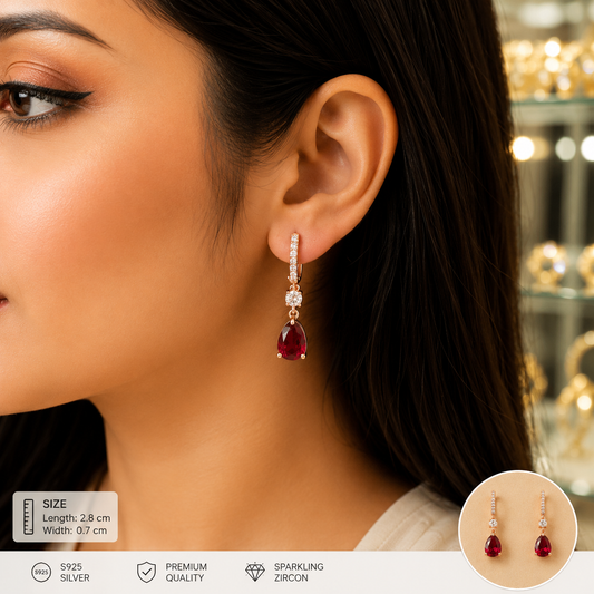 Gold Plated Floral Crystal Drop Earrings for Women