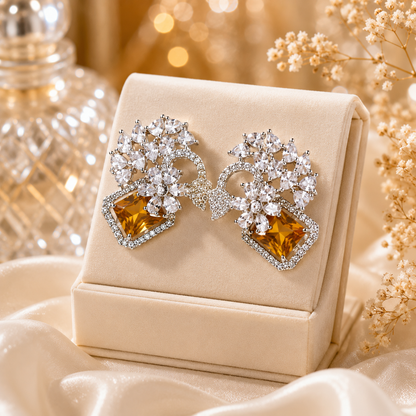 Luxury One Carat Crystal Stud Earrings for Women