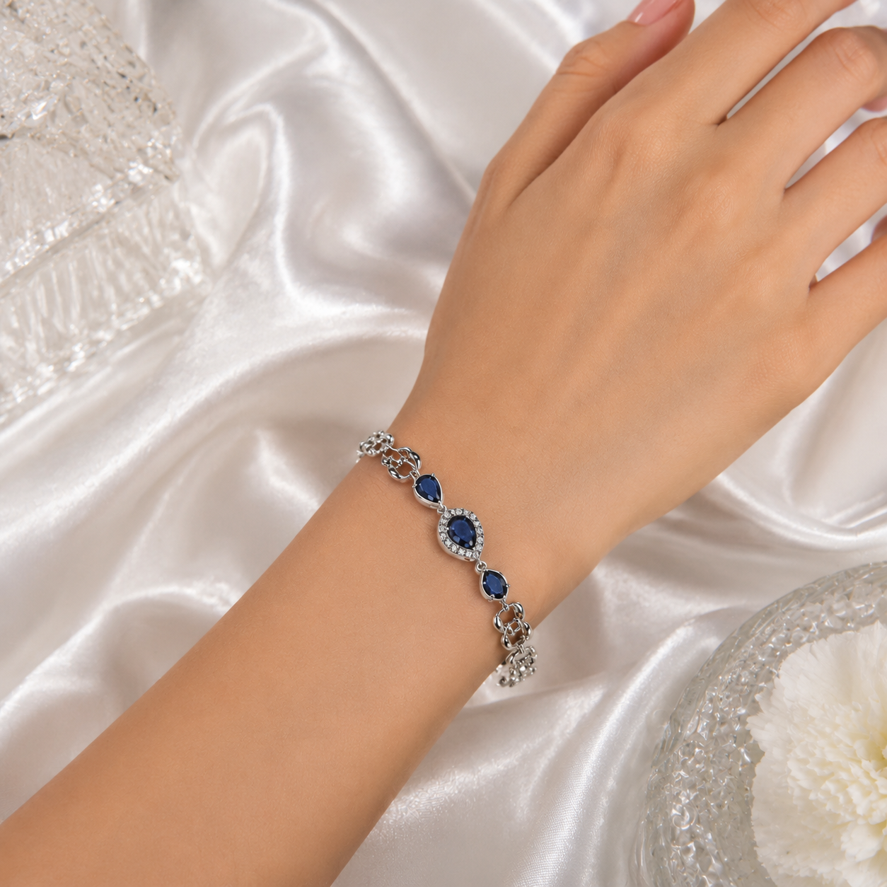 Silver Plated White Stone Bracelet for Women | Luxury Zircon Bracelet | Color Guaranteed