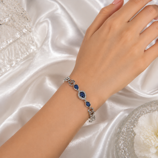 Silver Plated White Stone Bracelet for Women | Luxury Zircon Bracelet | Color Guaranteed