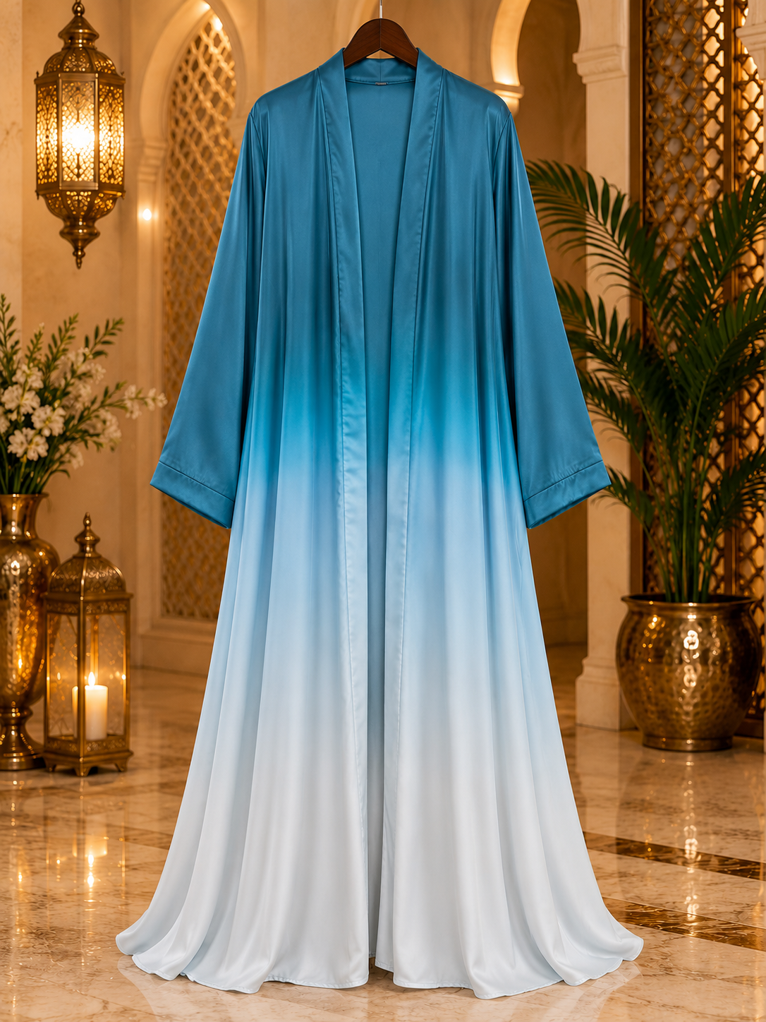 Premium Korean Nida Ombre Front Open Abaya