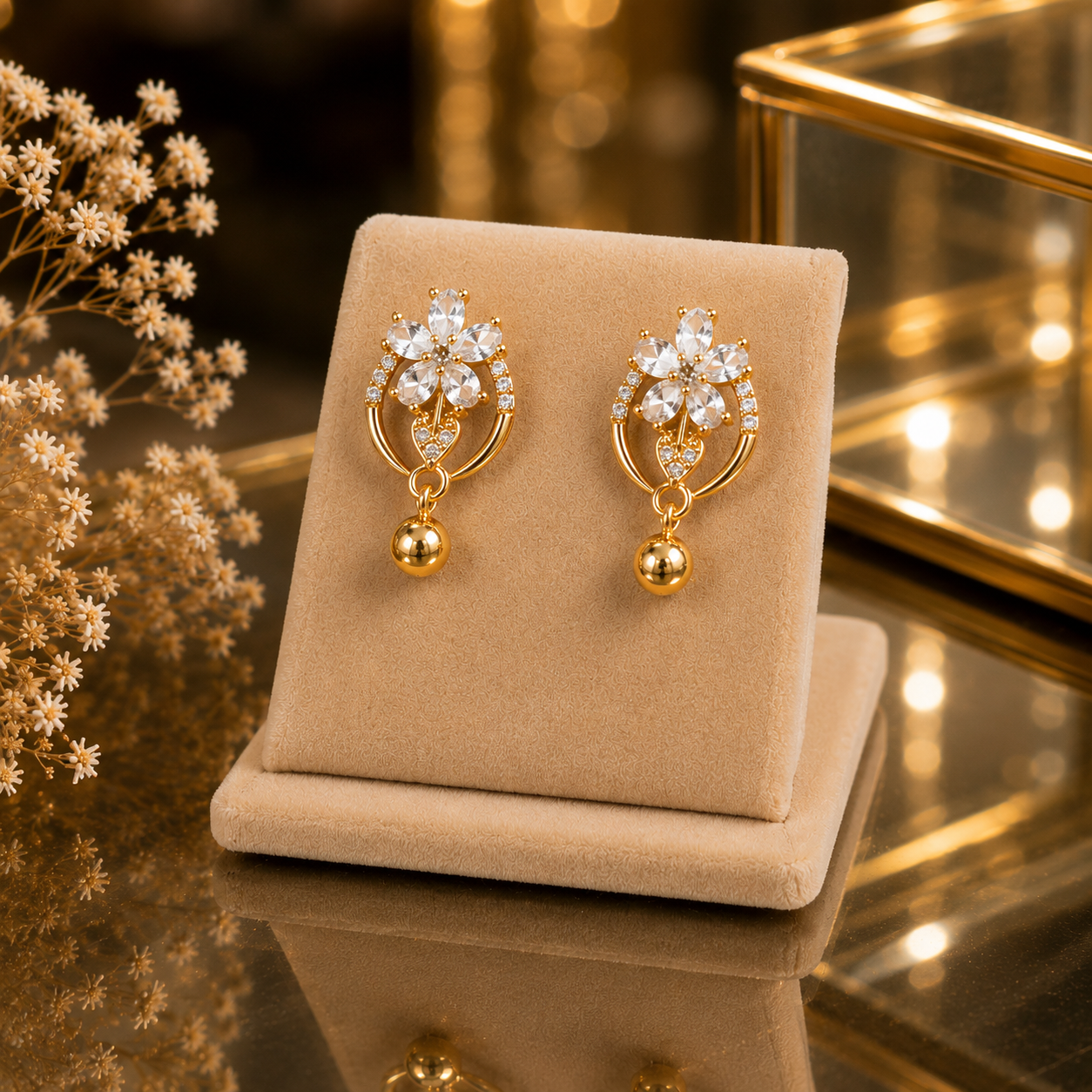 Luxury Gold Crystal Stud Earrings for Women