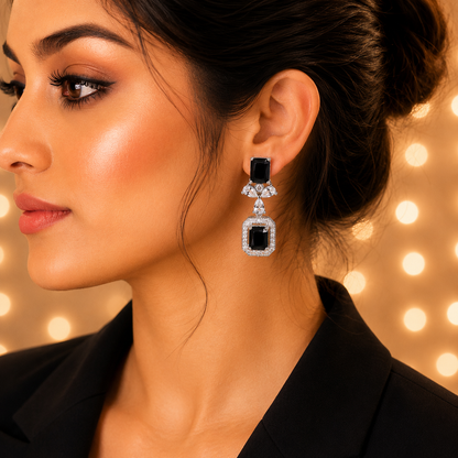 Gold Plated Floral Crystal Drop Earrings for Women