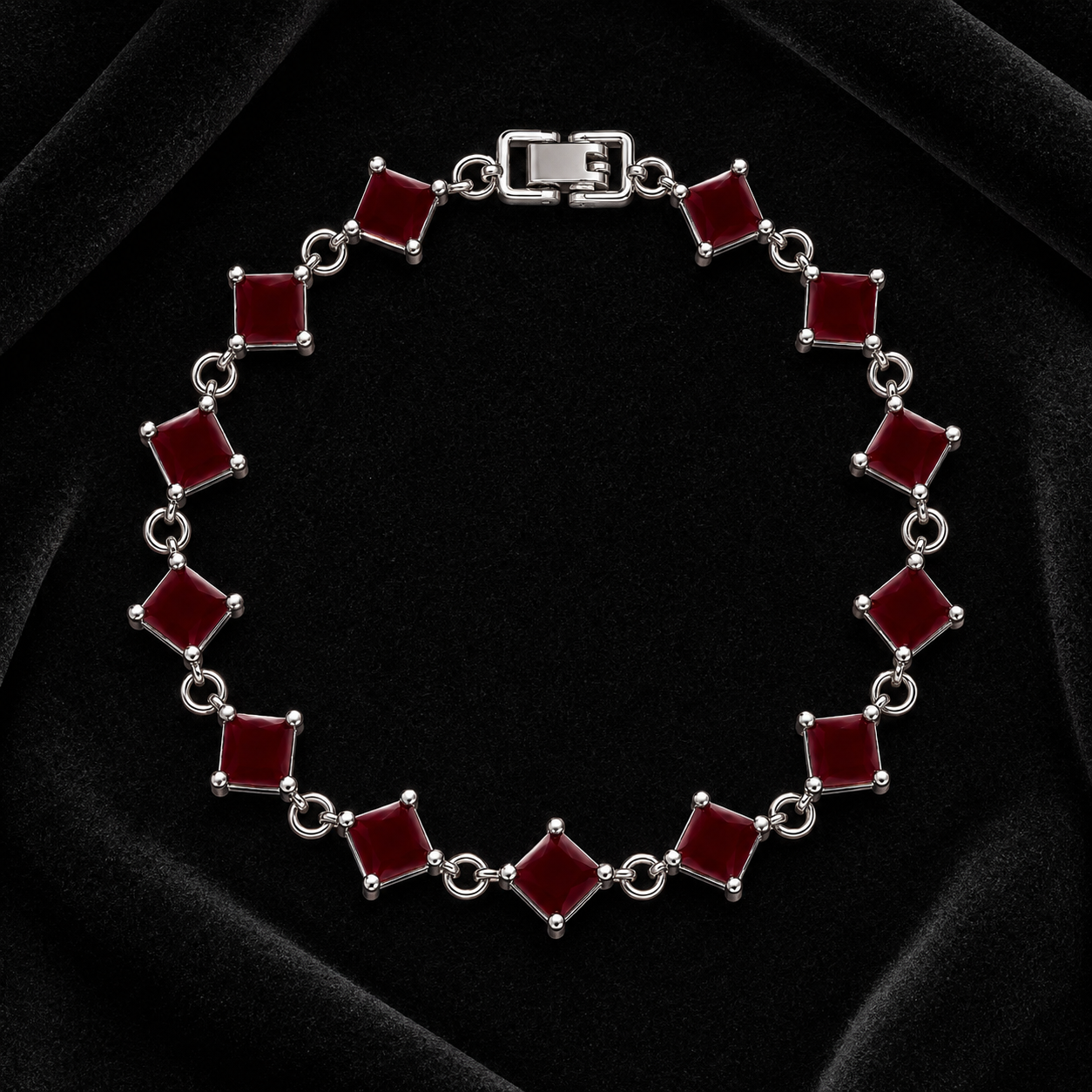 Silver Plated Square Stone Bracelet for Women – 4 Colors