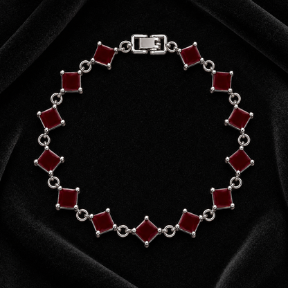 Silver Plated Square Stone Bracelet for Women – 4 Colors