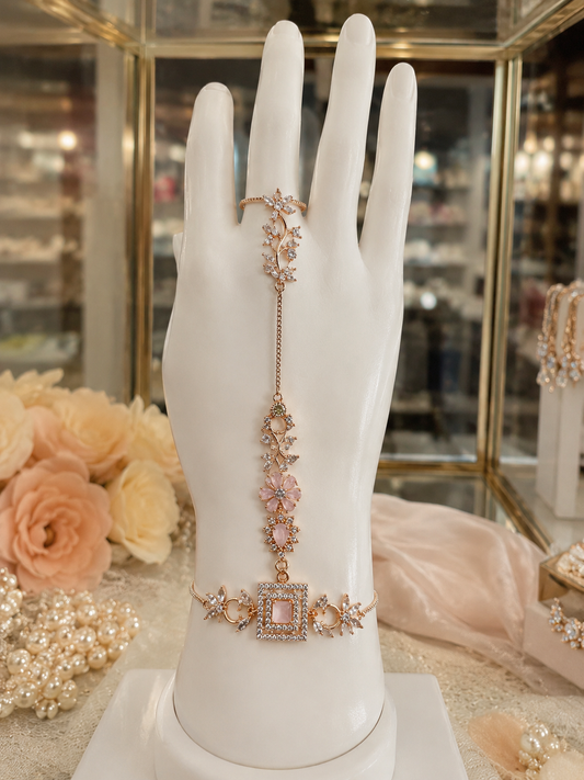 Luxury Floral Hand Harness Ring Bracelet for Women