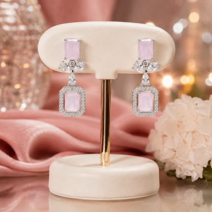 Gold Plated Floral Crystal Drop Earrings for Women