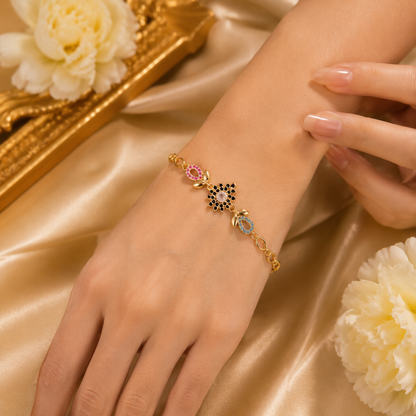 Luxury Gold Plated Floral Zircon Bracelet for Women