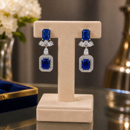 Gold Plated Floral Crystal Drop Earrings for Women