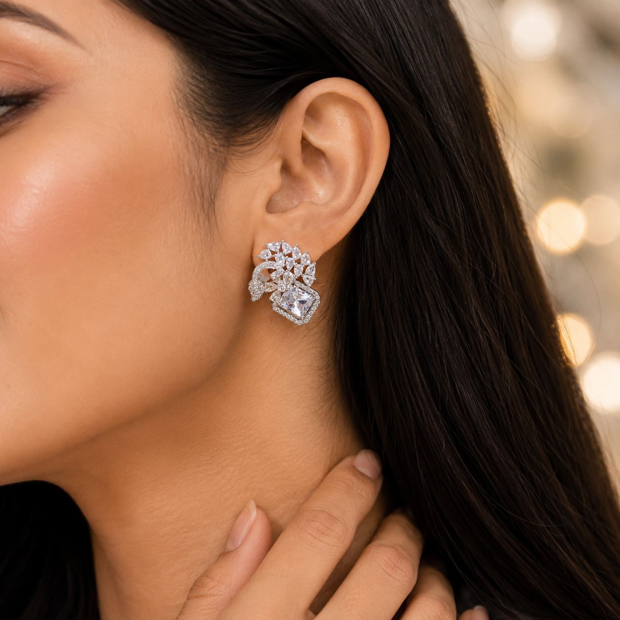 Luxury One Carat Crystal Stud Earrings for Women