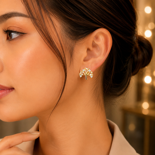 Luxury Gold Crystal Stud Earrings for Women