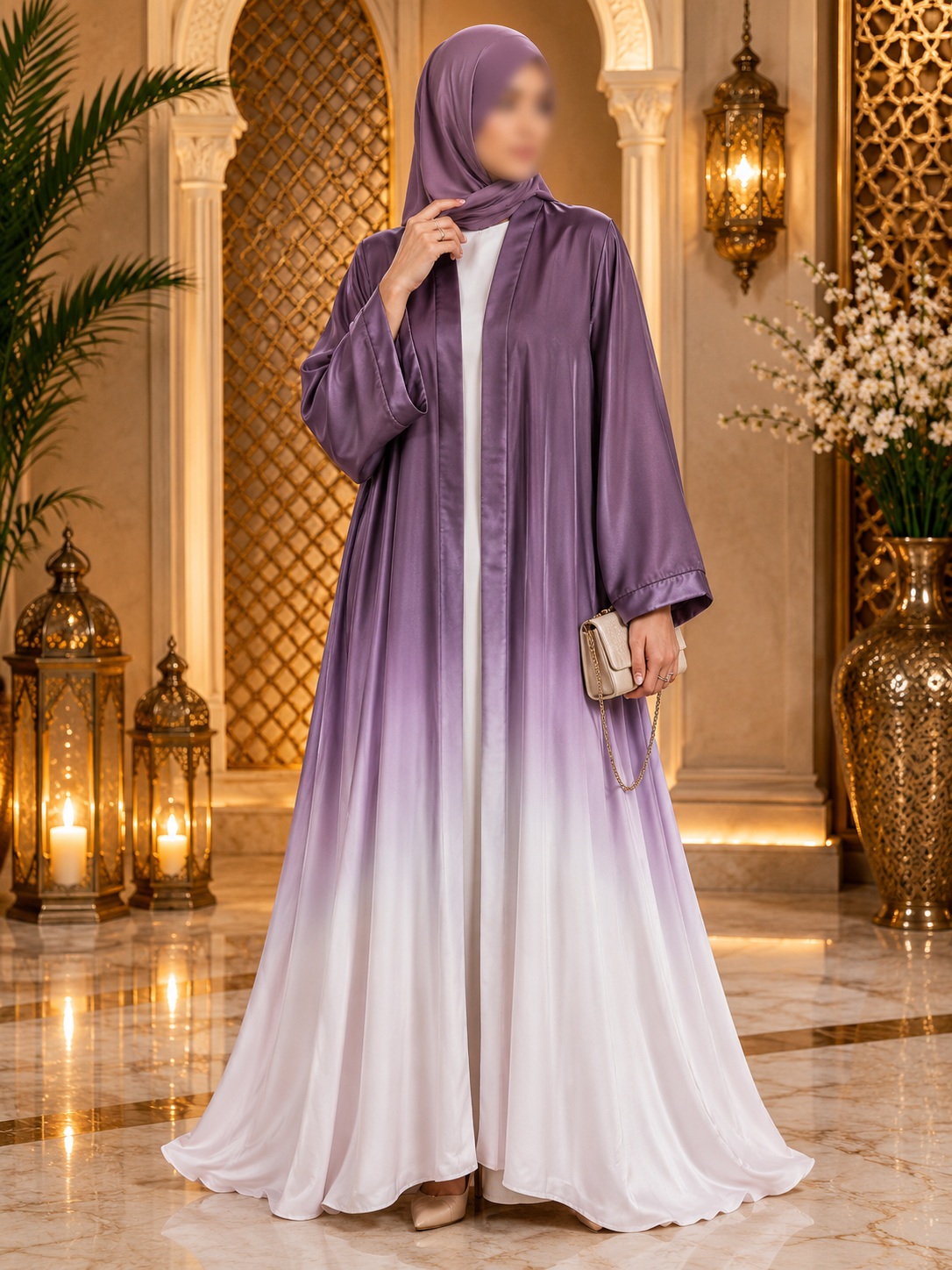 Premium Korean Nida Ombre Front Open Abaya