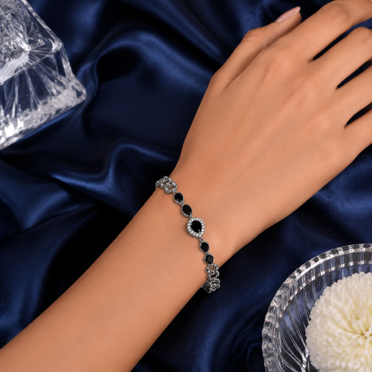 Silver Plated White Stone Bracelet for Women | Luxury Zircon Bracelet | Color Guaranteed