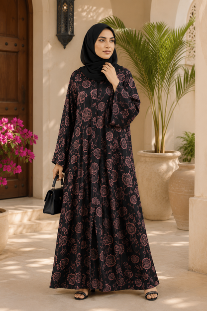Premium Korean Nida Floral Printed Abaya