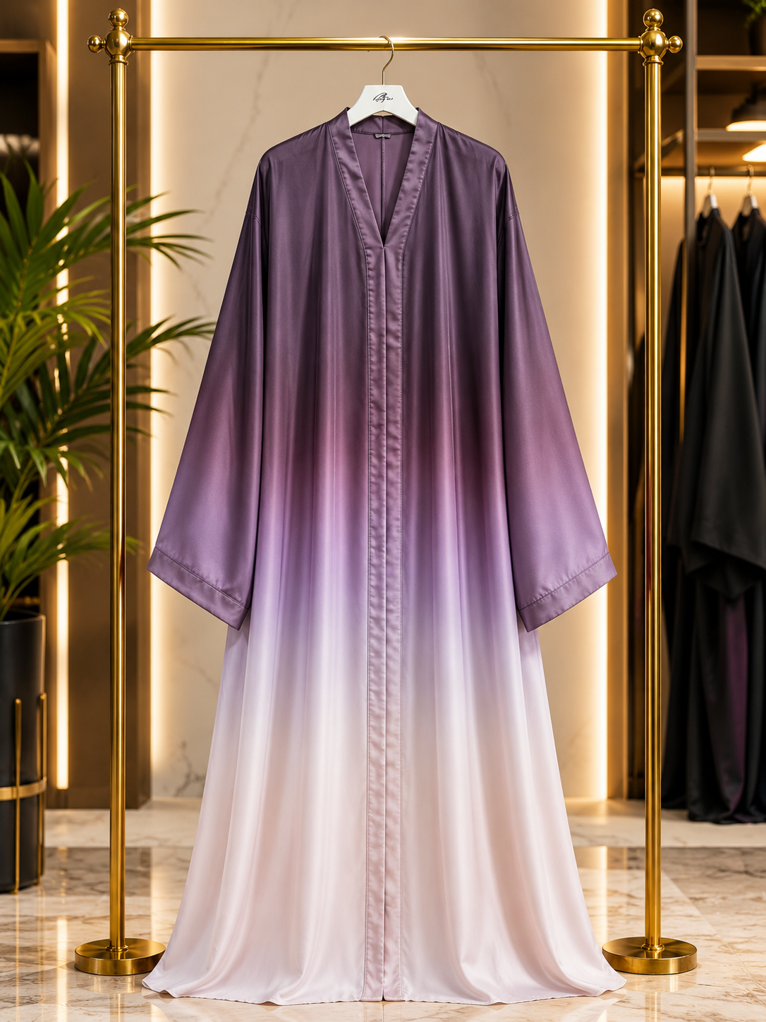 Premium Korean Nida Ombre Front Open Abaya