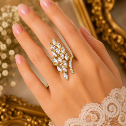 Luxury Gold Plated Crystal Bridal Ring