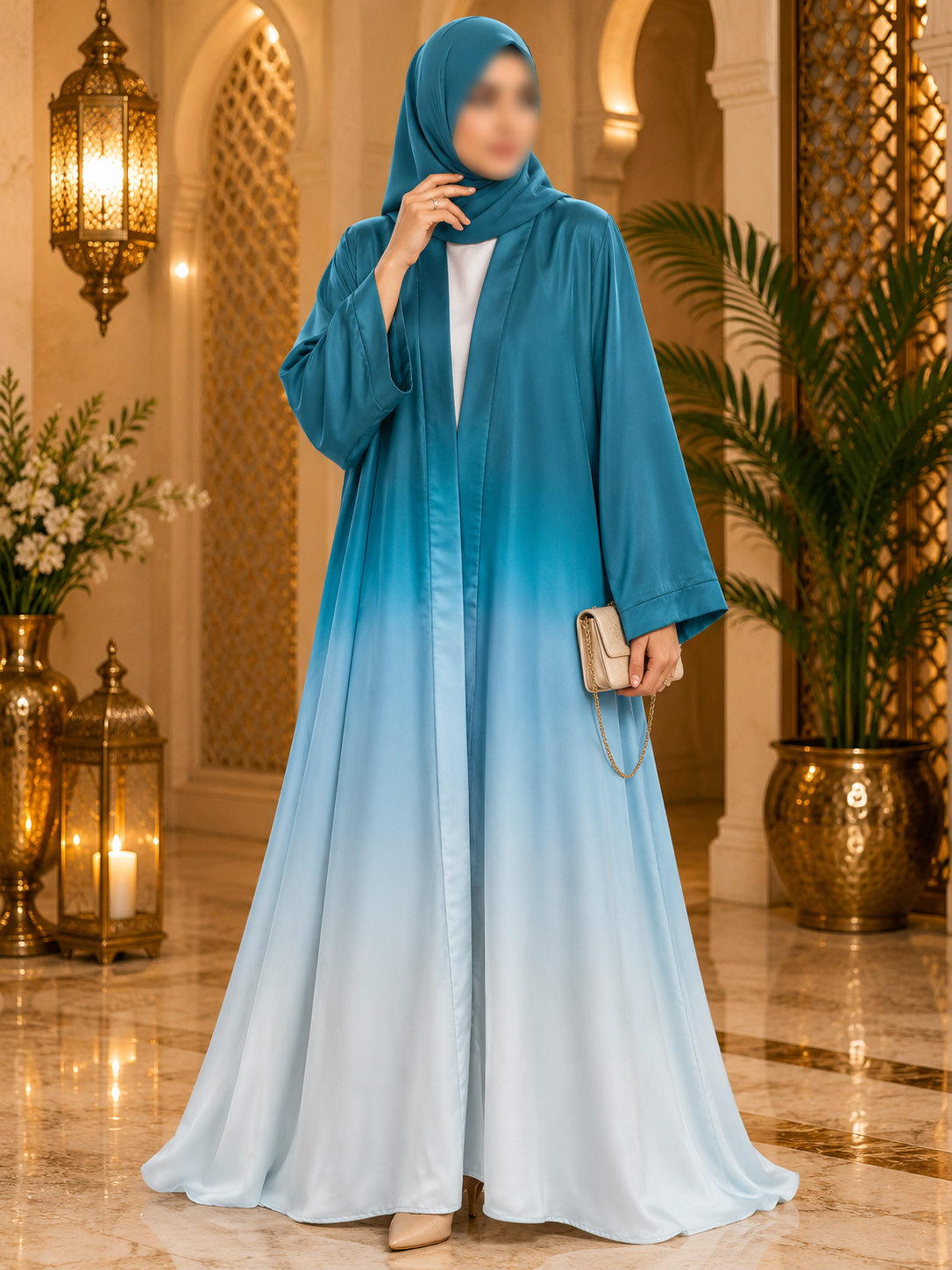 Premium Korean Nida Ombre Front Open Abaya