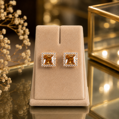 silver Plated Crystal Stud Earrings for Women