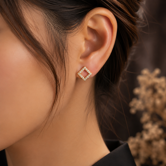 Gold Crystal Stud Earrings for Women