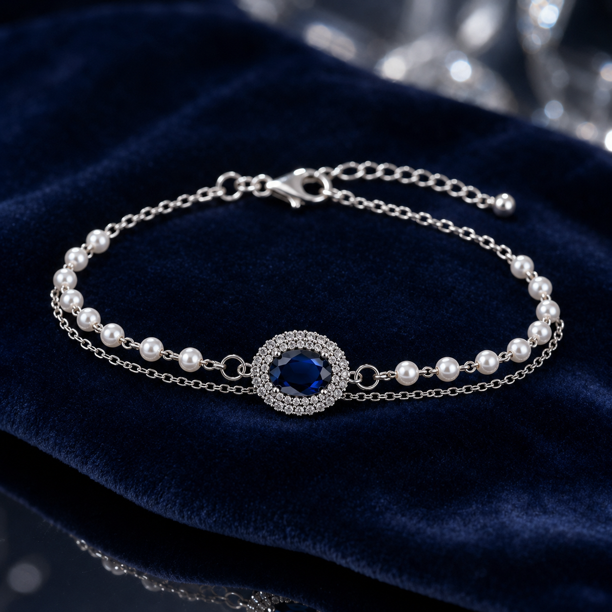 Luxury Champagne Stone Double Layer Pearl Bracelet