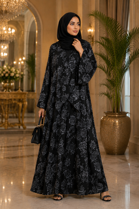 Premium Korean Nida Floral Printed Abaya