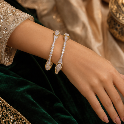 One Carat Gold-Plated Stone Bangles – Color Guarantee Pair