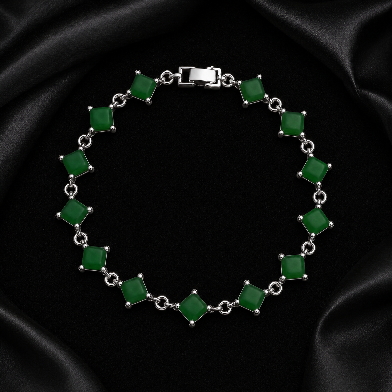 Silver Plated Square Stone Bracelet for Women – 4 Colors