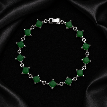 Silver Plated Square Stone Bracelet for Women – 4 Colors