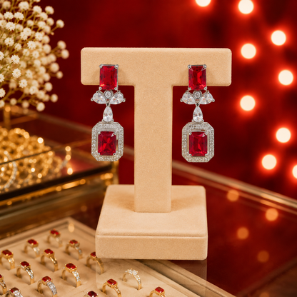 Gold Plated Floral Crystal Drop Earrings for Women