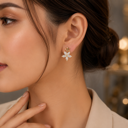 Gold Plated Crystal Stud Earrings for Women
