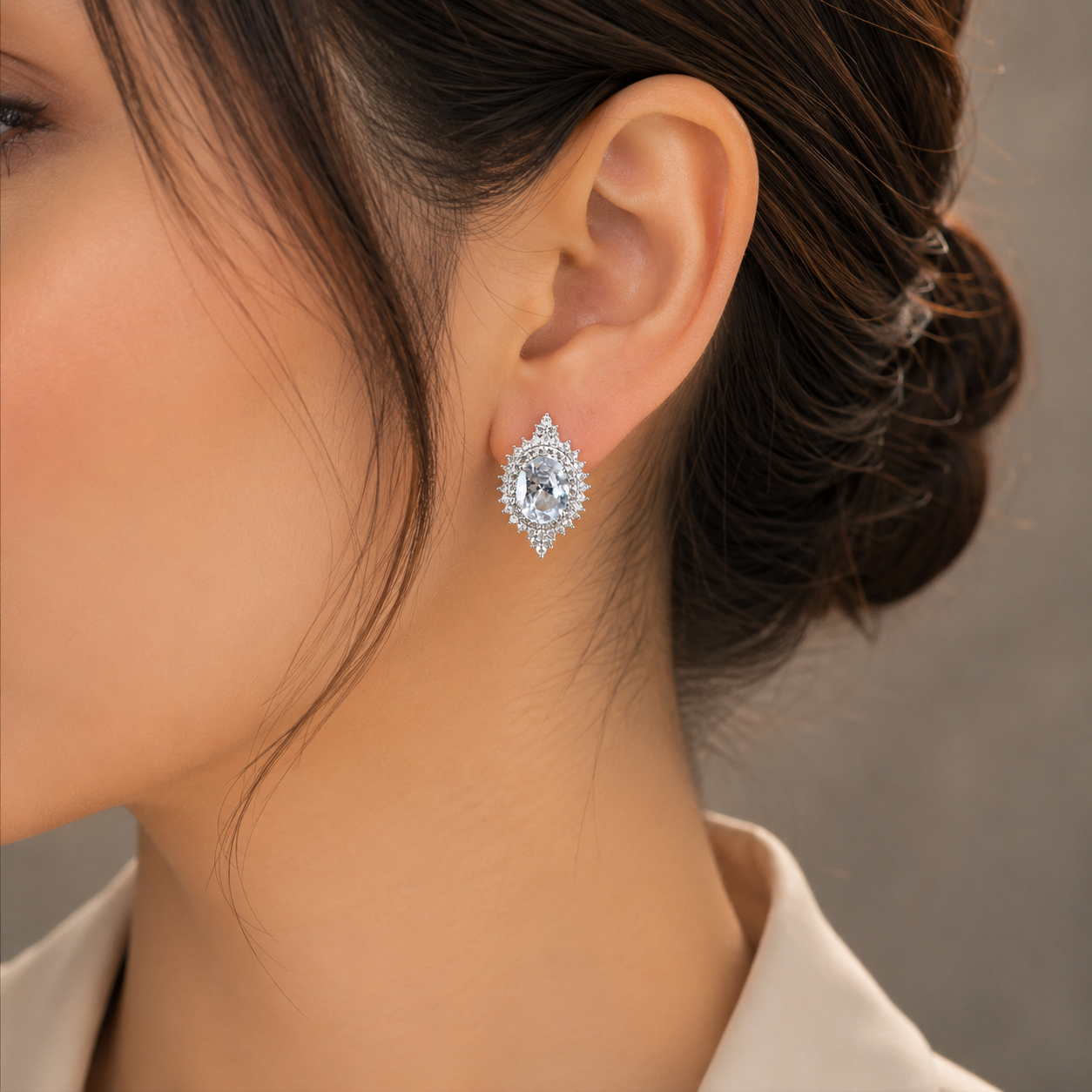 silver  Plated Crystal Stud Earrings for Women