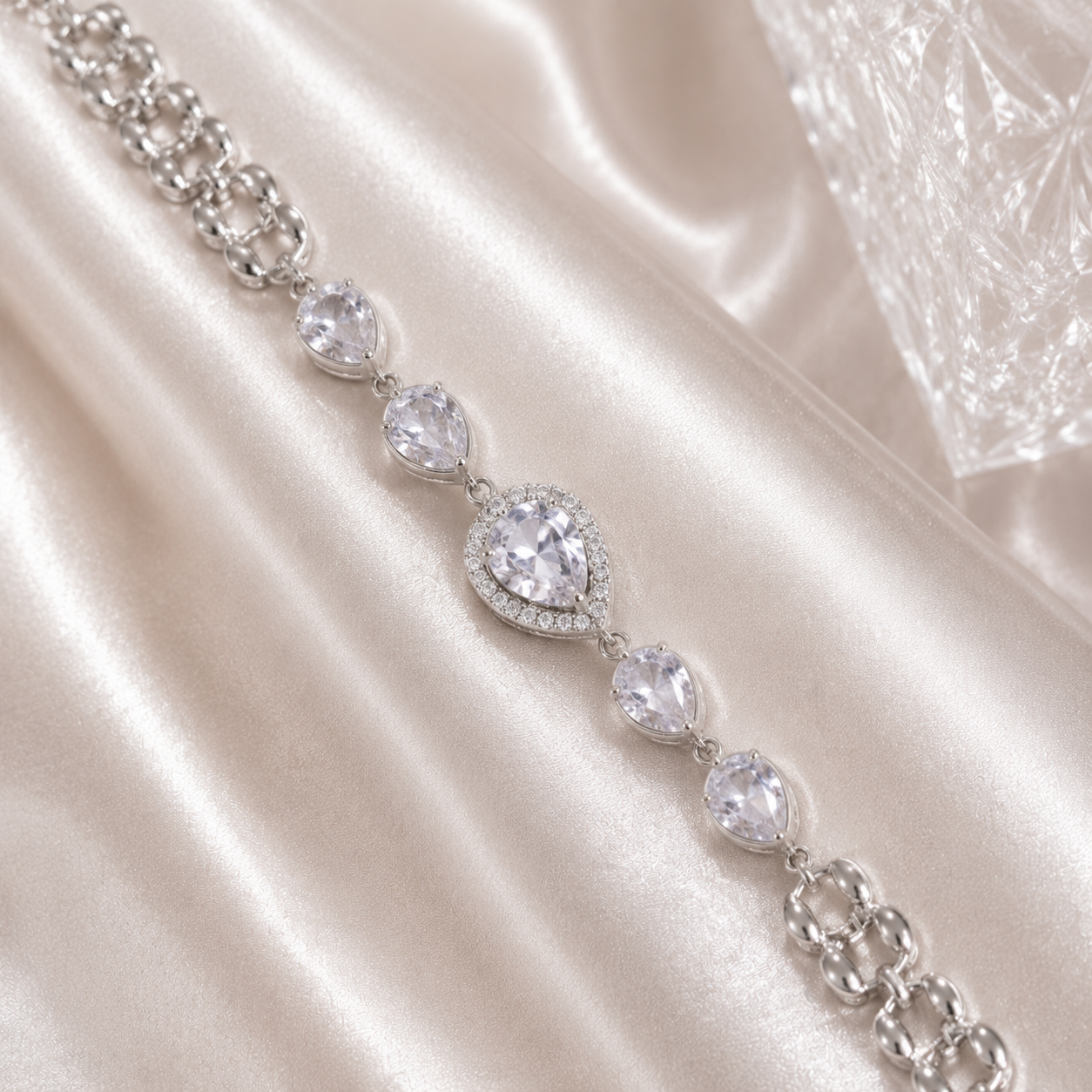 Silver Plated White Stone Bracelet for Women | Luxury Zircon Bracelet | Color Guaranteed