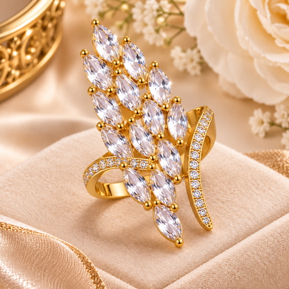 Luxury Gold Plated Crystal Bridal Ring