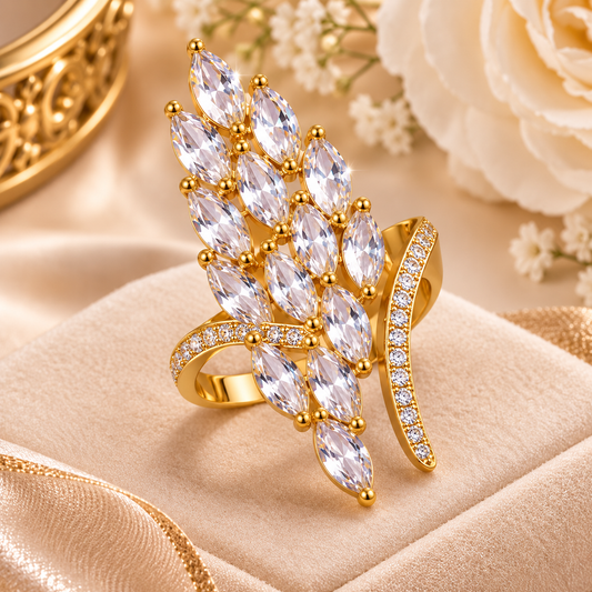Luxury Gold Plated Crystal Bridal Ring
