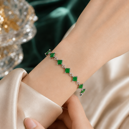 Silver Plated Square Stone Bracelet for Women – 4 Colors