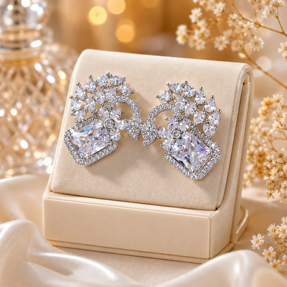 Luxury One Carat Crystal Stud Earrings for Women