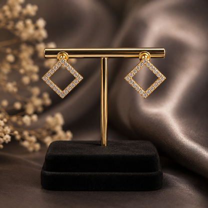 Gold Crystal Stud Earrings for Women