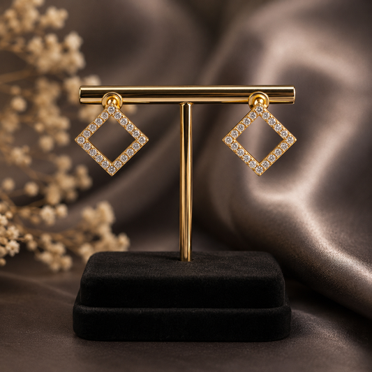 Gold Crystal Stud Earrings for Women