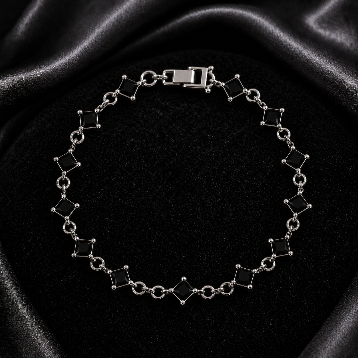 Silver Plated Square Stone Bracelet for Women – 4 Colors